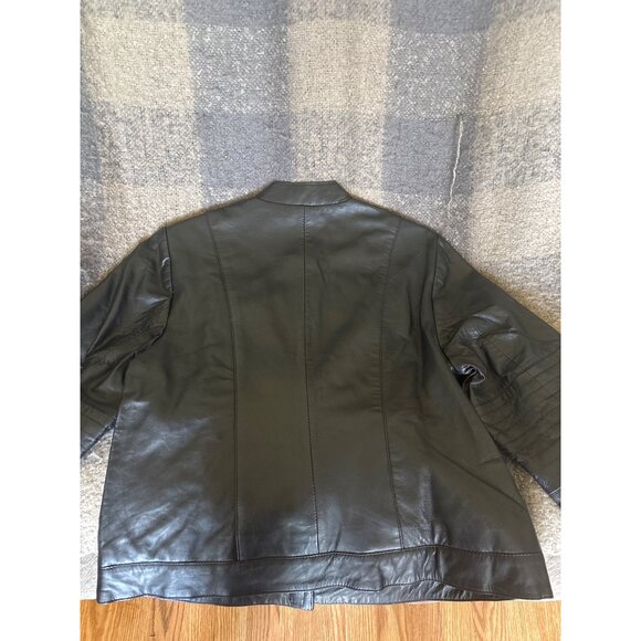 EXCELLED Womens Black Leather Moto Jacket Zippered Pockets & Sleeve Sz M NWT - Picture 11 of 15